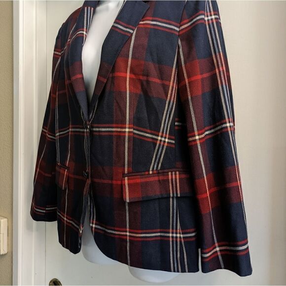 Tommy Hilfiger Womens Plaid 2 Button Blazer Sz 12 - Picture 3 of 7